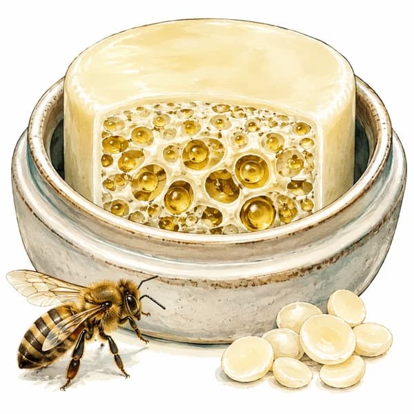Natural White Beeswax: ช่วยพยุงน้ำมันให้เป็นเนื้อบาล์ม